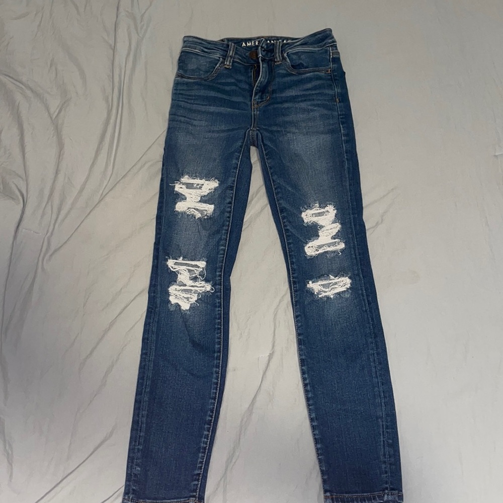 american eagle ripped jeggings sized 00 high rise next level stretch